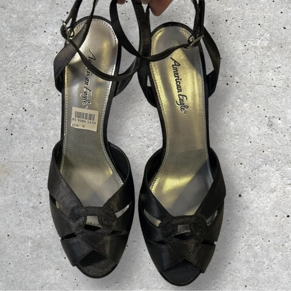 American Eagle Outfitters Black Strappy Open-Toe Heels